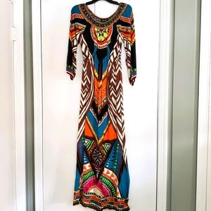 Fab'rik Bright and Breezy Geometric Maxi Dress, M